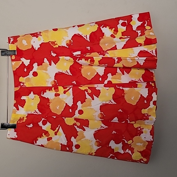 H&M Dresses & Skirts - H&M Red Yellow Cotton Pleated Skirt 10 Tomato Girl Breathable Artsy